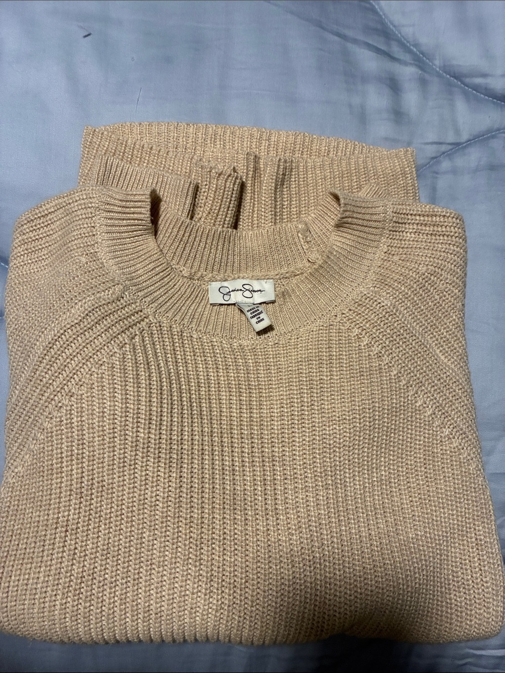 Chunky Crewneck Sweater in Nude Beige
